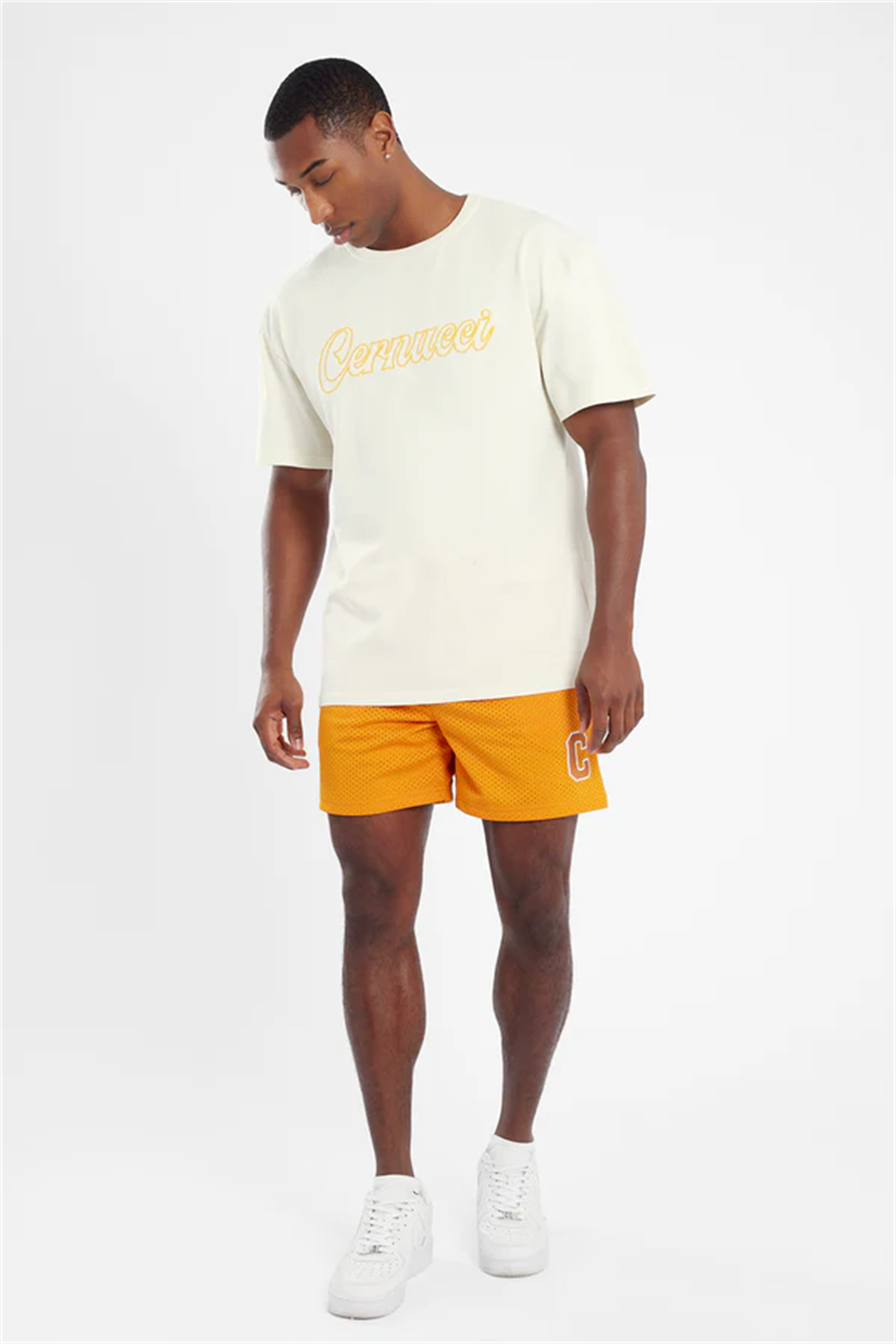 Oversize Outline T shirt-Ekru