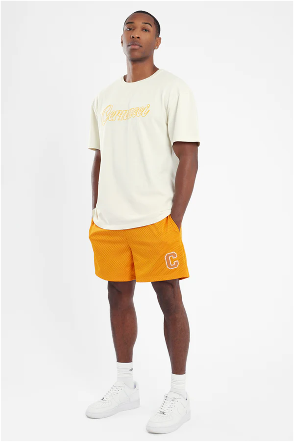 Oversize Outline T shirt-Ekru