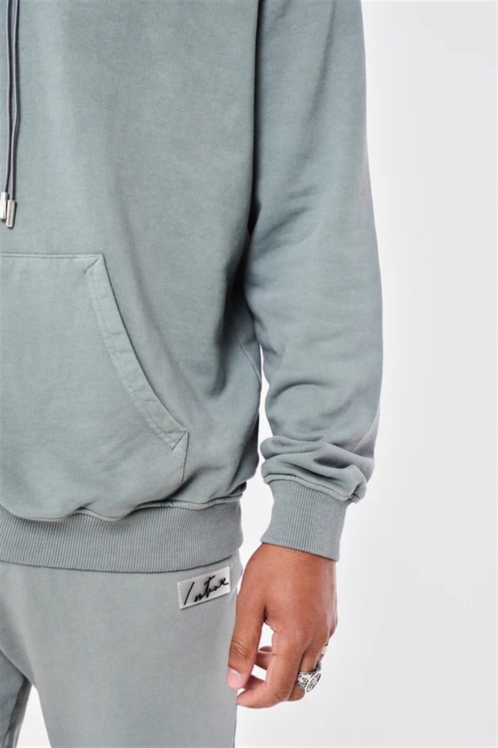 Oversize  Plastik Etiketli Arkası Nakışlı Sweat Antrasit