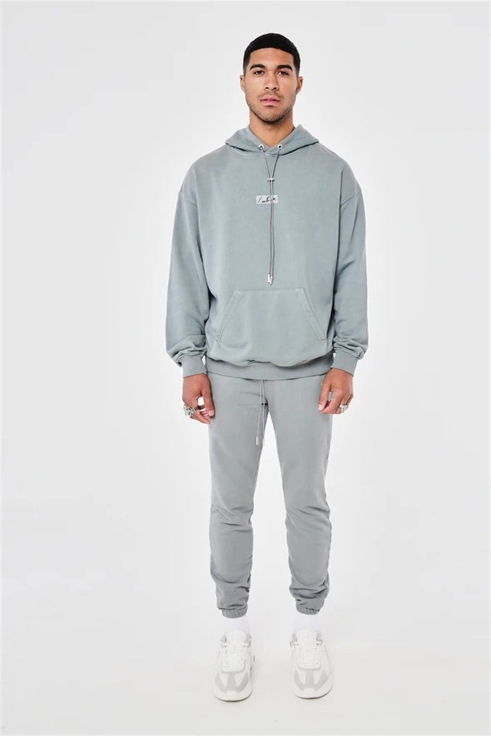 Oversize  Plastik Etiketli Arkası Nakışlı Sweat Antrasit