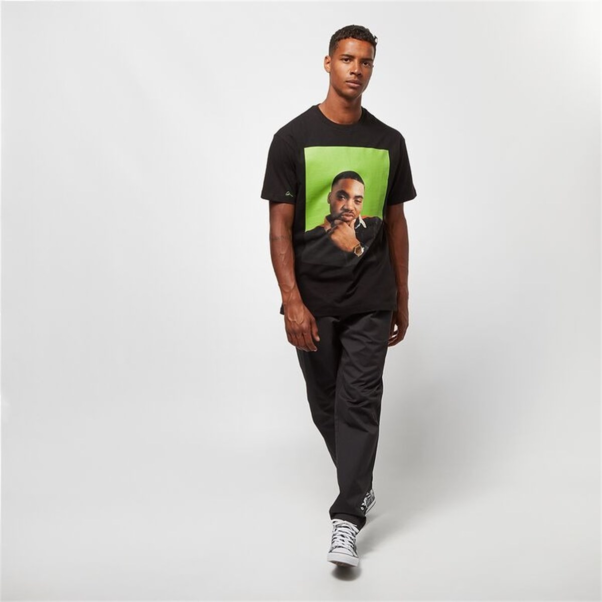 Oversize Queensbridge  Baskılı  T shirt Siyah-Yesil