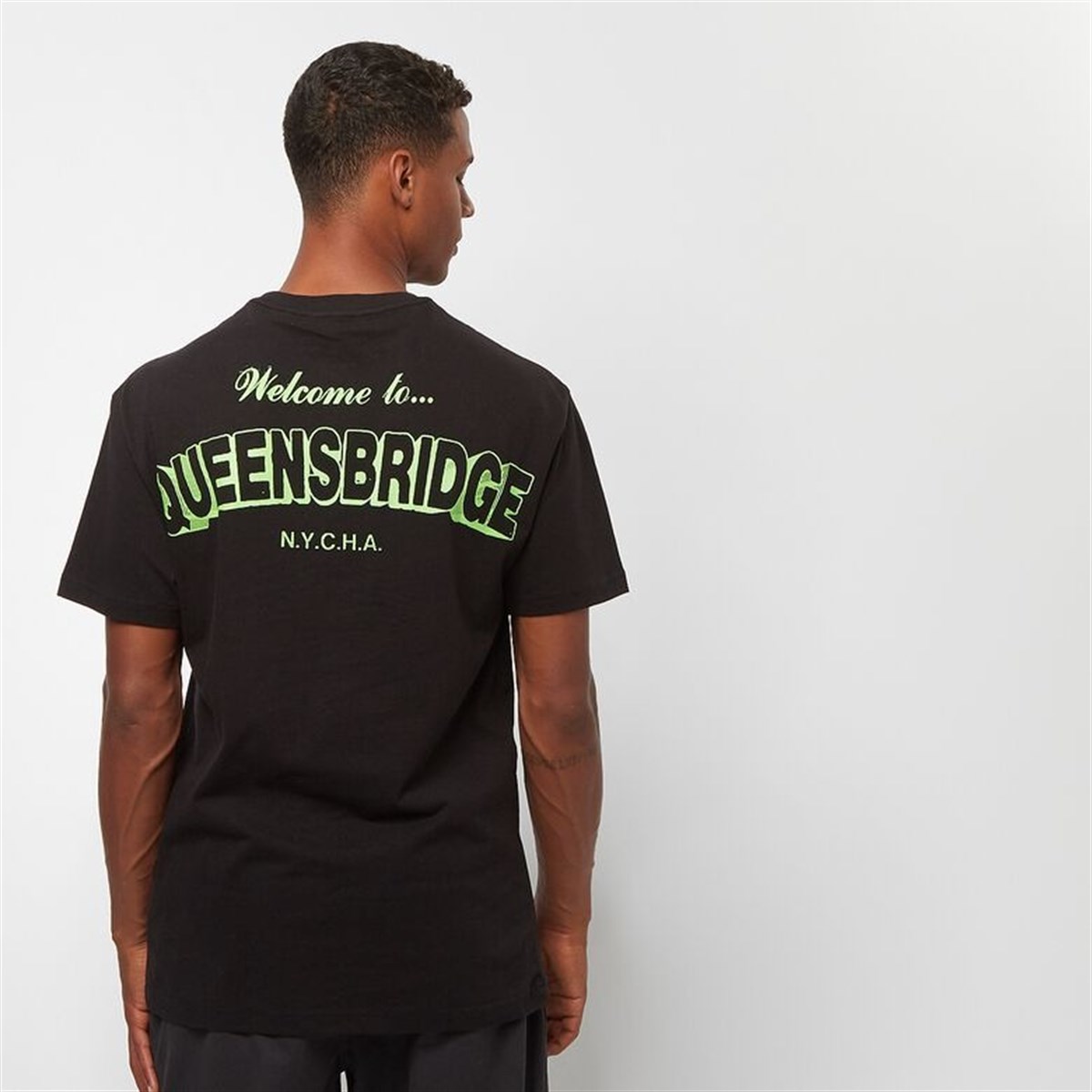Oversize Queensbridge  Baskılı  T shirt Siyah-Yesil