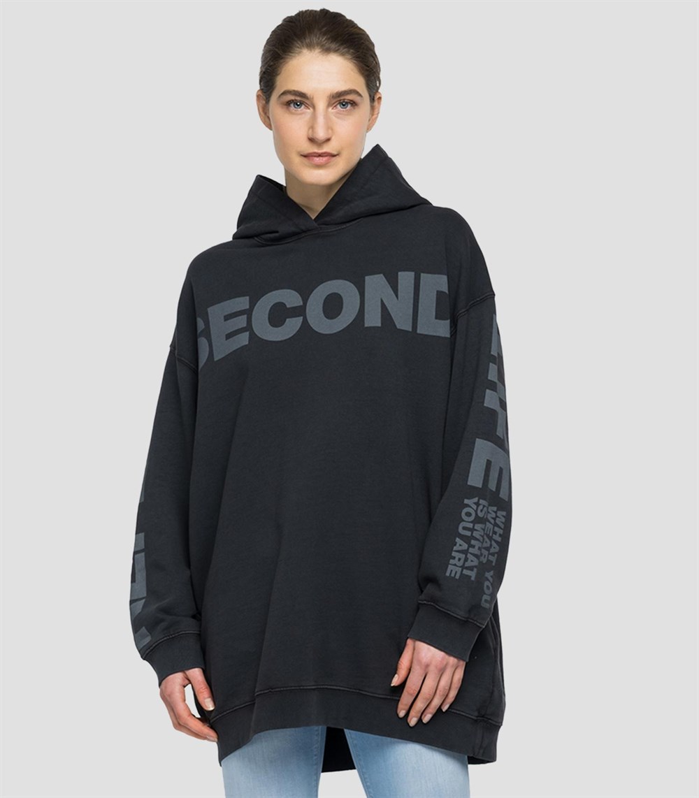Oversize Secondlife Sweat Hoodie-Antrasit