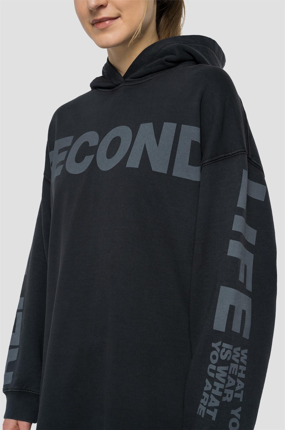 Oversize Secondlife Sweat Hoodie-Antrasit