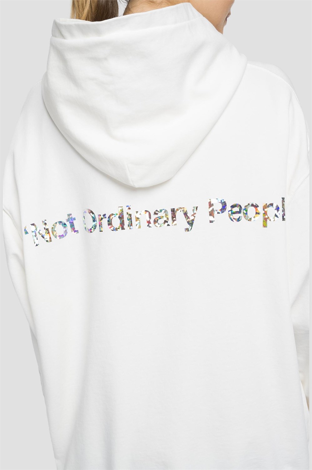 Oversize Secondlife Sweat Hoodie-Kirli Beyaz