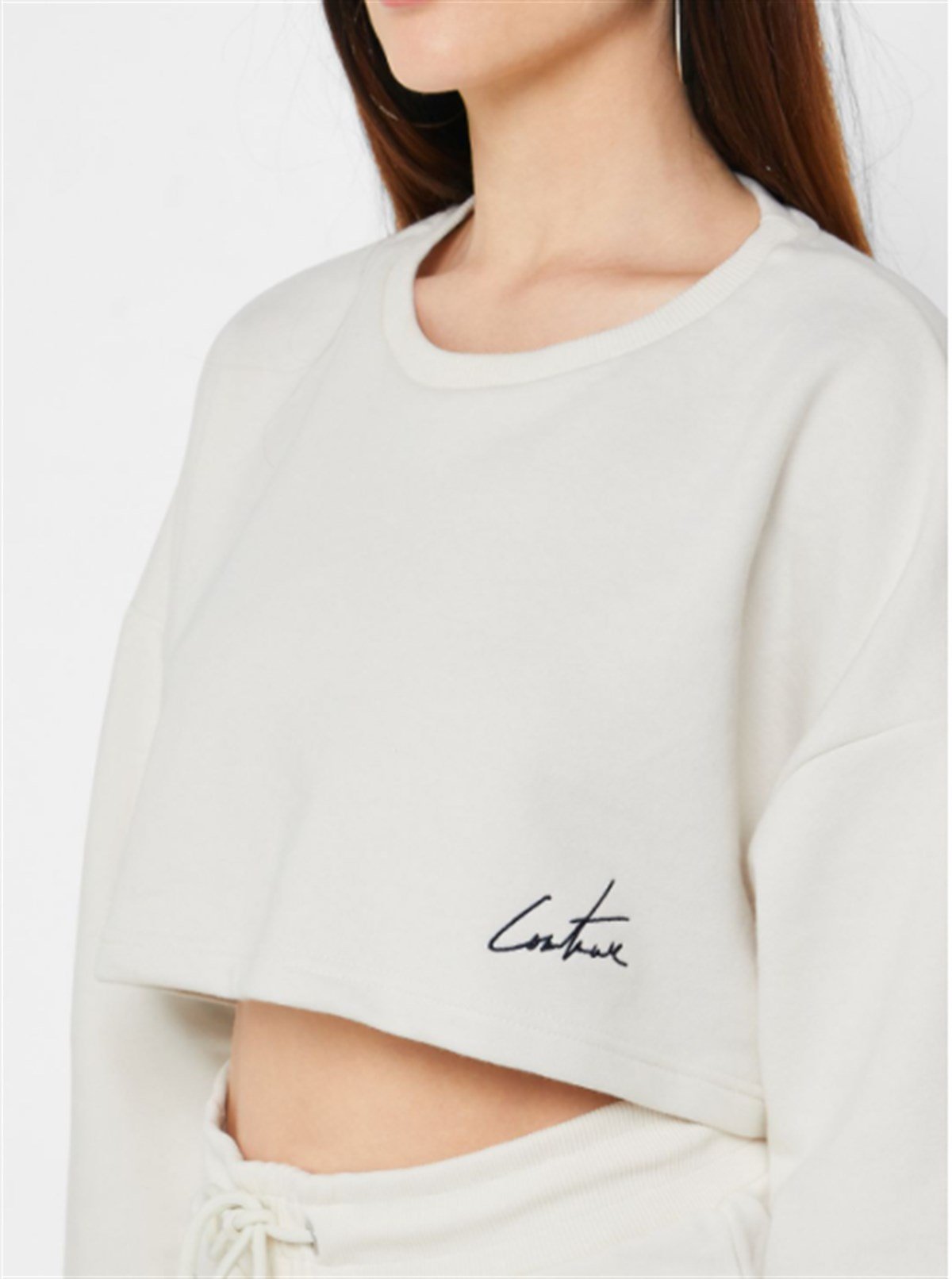 Oversize Special    Kısa Crop Sweat Krem