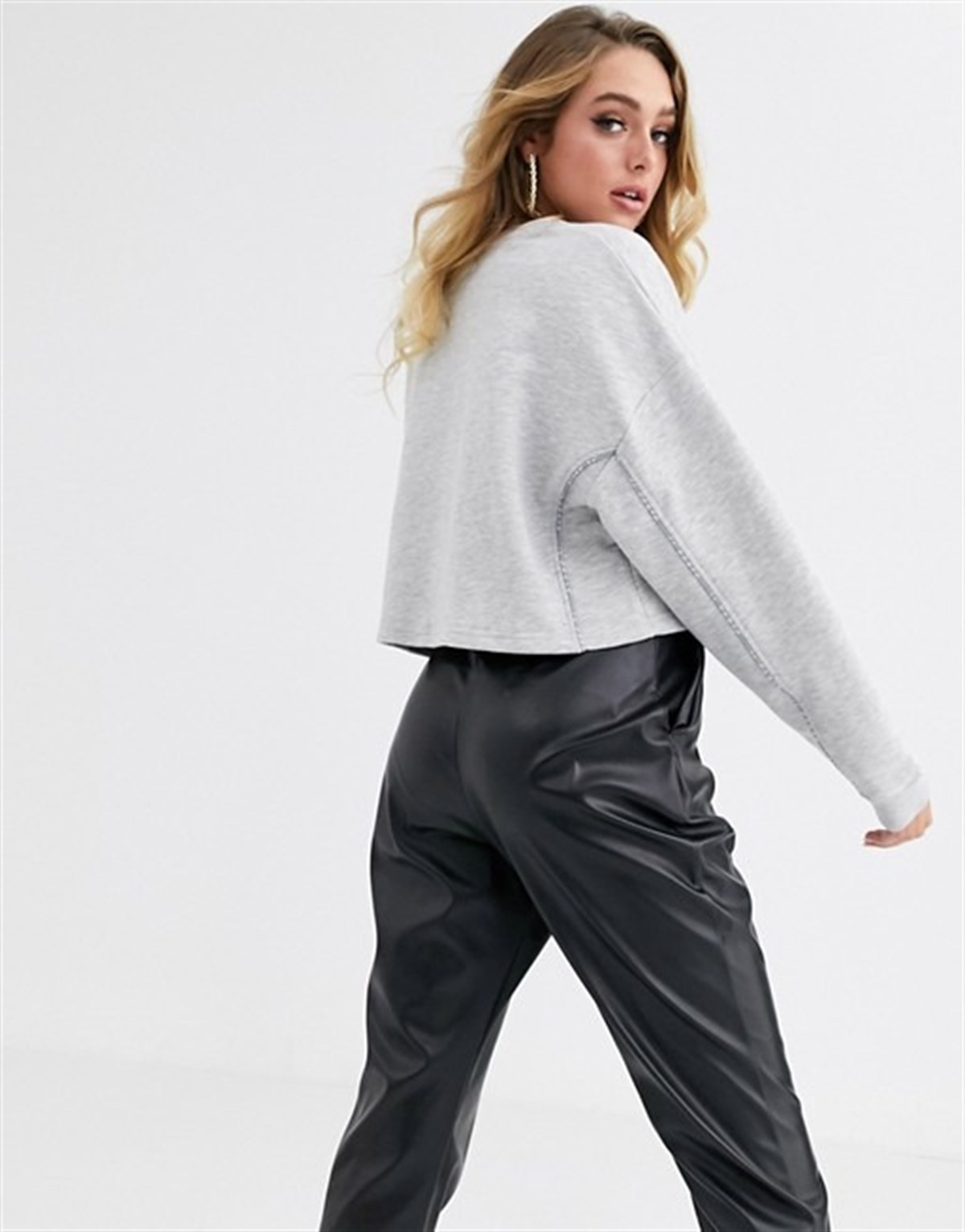 Oversize Special Kısa Crop  Sweat Gri Açık