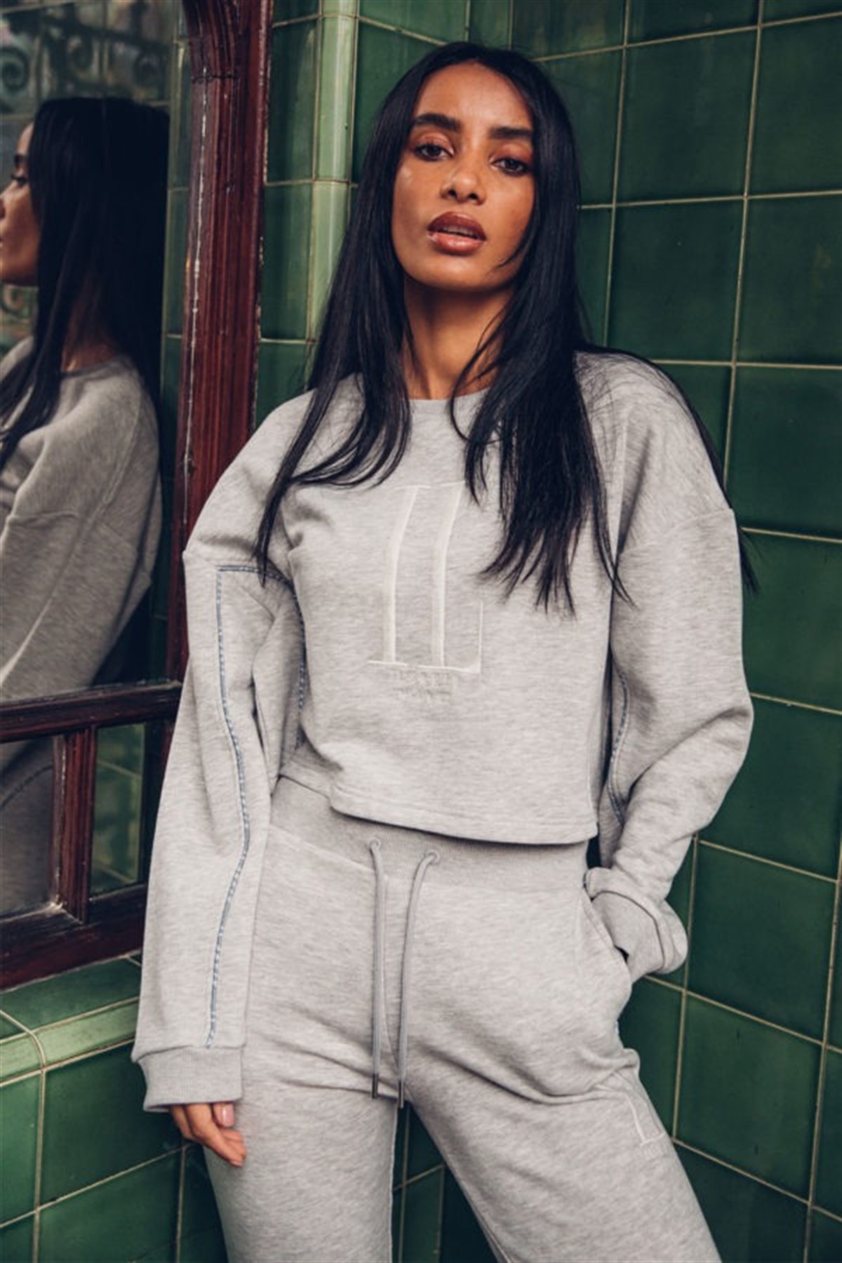 Oversize Special Kısa Crop  Sweat Gri Açık