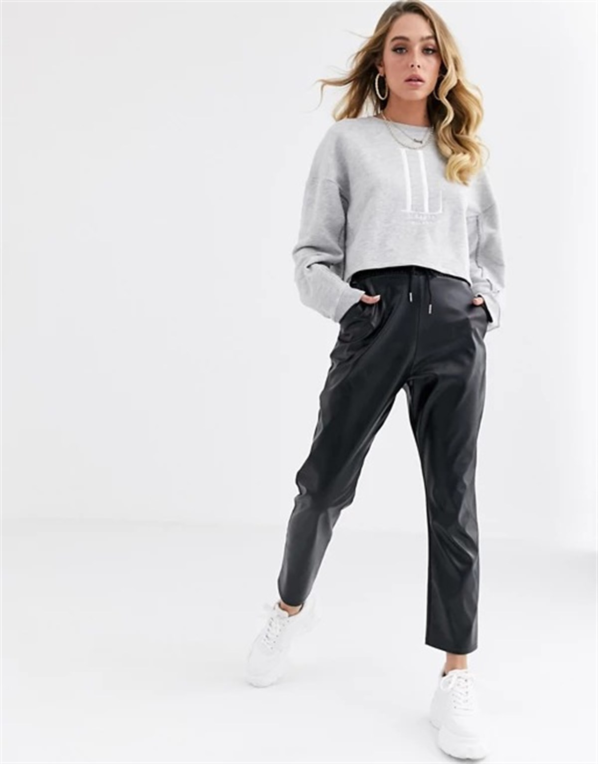 Oversize Special Kısa Crop  Sweat Gri Açık