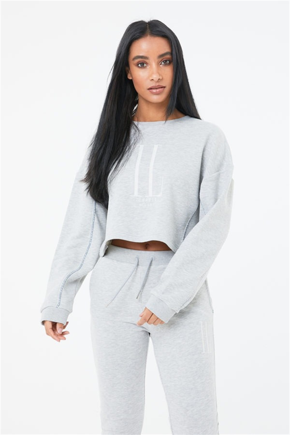 Oversize Special Kısa Crop  Sweat Gri Açık
