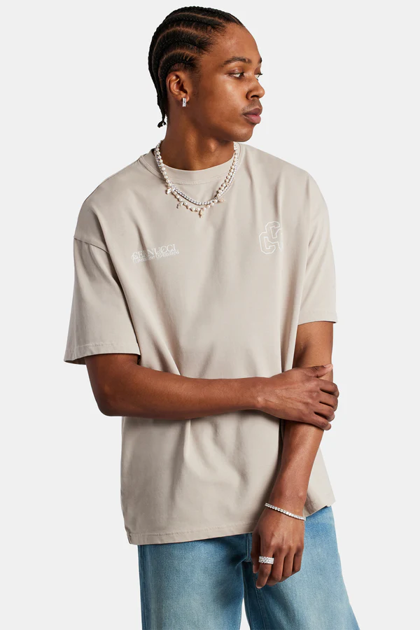 OVERSIZED CREATIVE STUDIO T-SHIRT-Krem