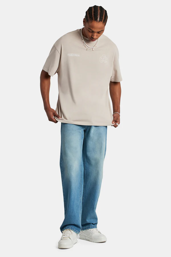 OVERSIZED CREATIVE STUDIO T-SHIRT-Krem