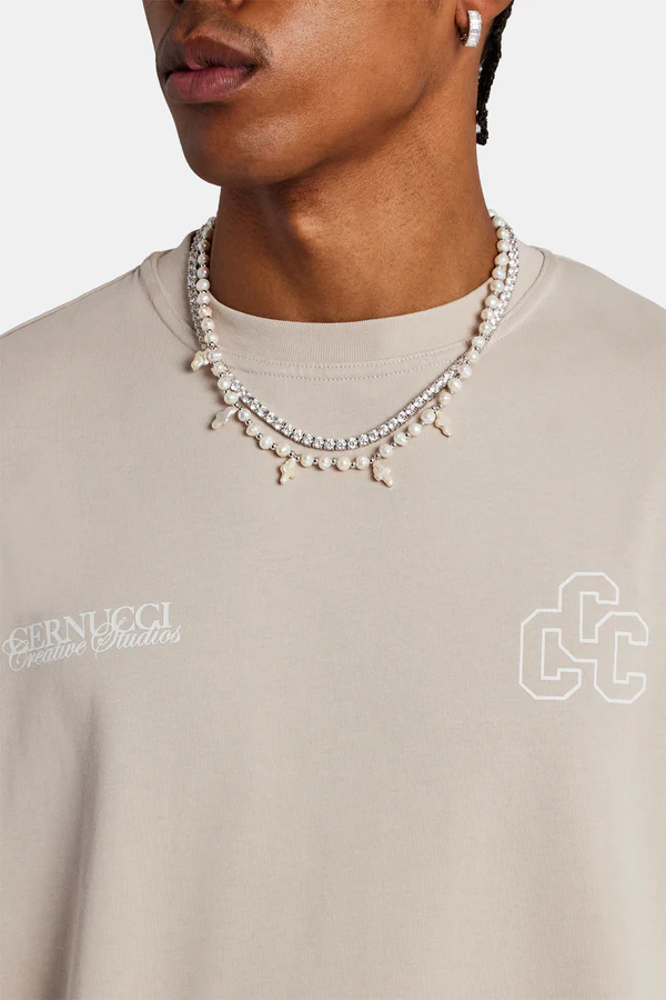 OVERSIZED CREATIVE STUDIO T-SHIRT-Krem