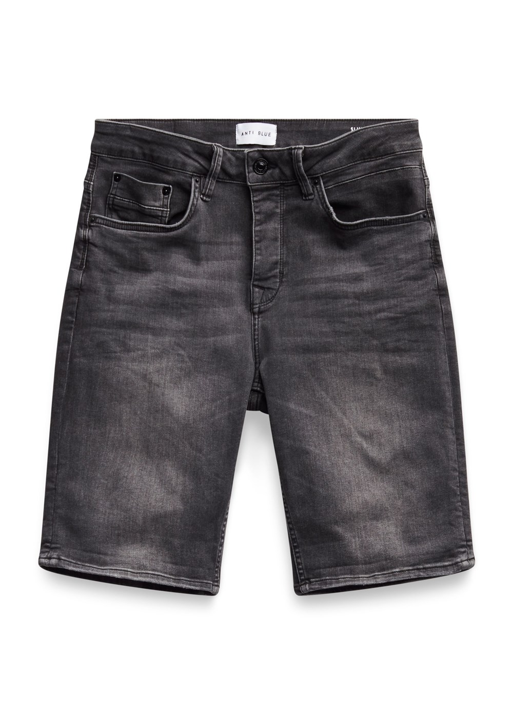 Paçası Katlı Jean Şort   Açık Antrasit