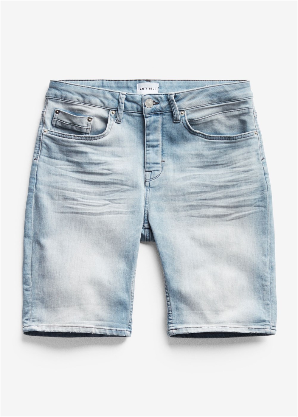 Paçası Katlı Jean Şort   Açık Buz Mavisi