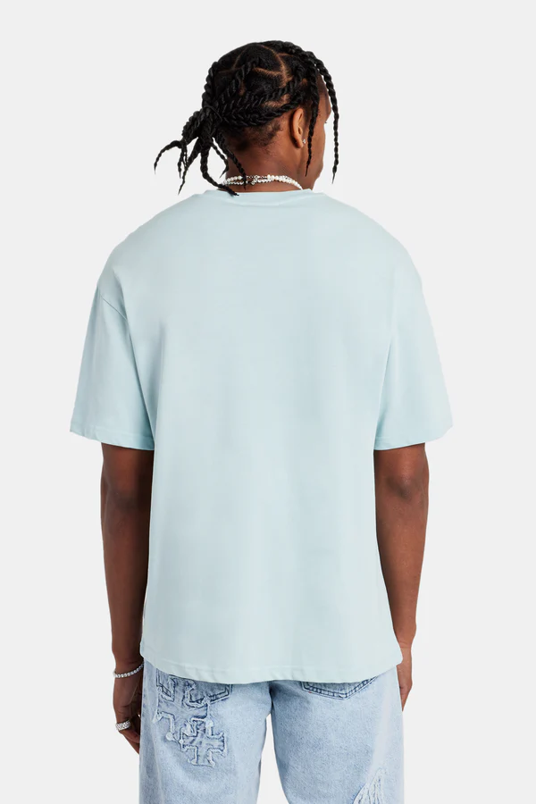 PALM PRINT T-SHIRT-Mavi Açık