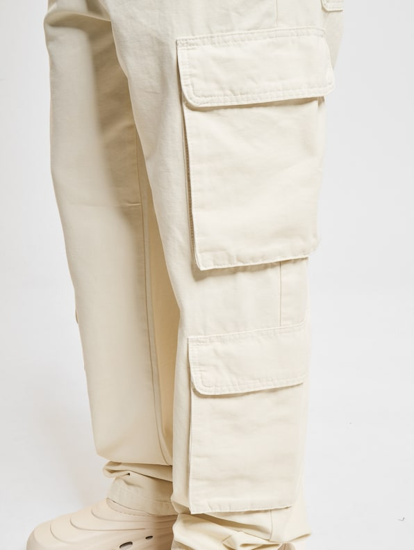 Preto Wide Leg  Cargo Pants-Krem
