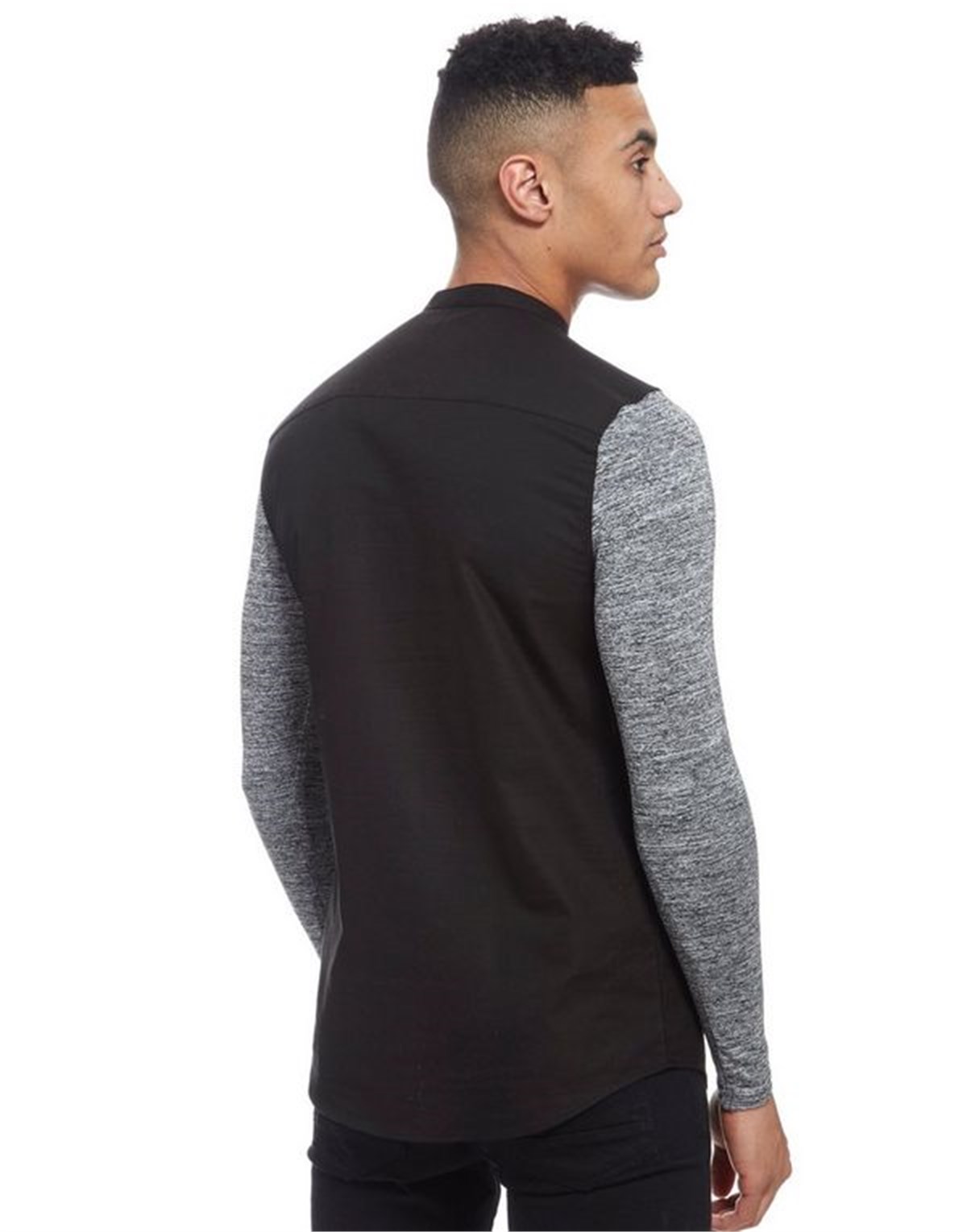 Reglan Kol Hakim Yaka Gömlek Siyah