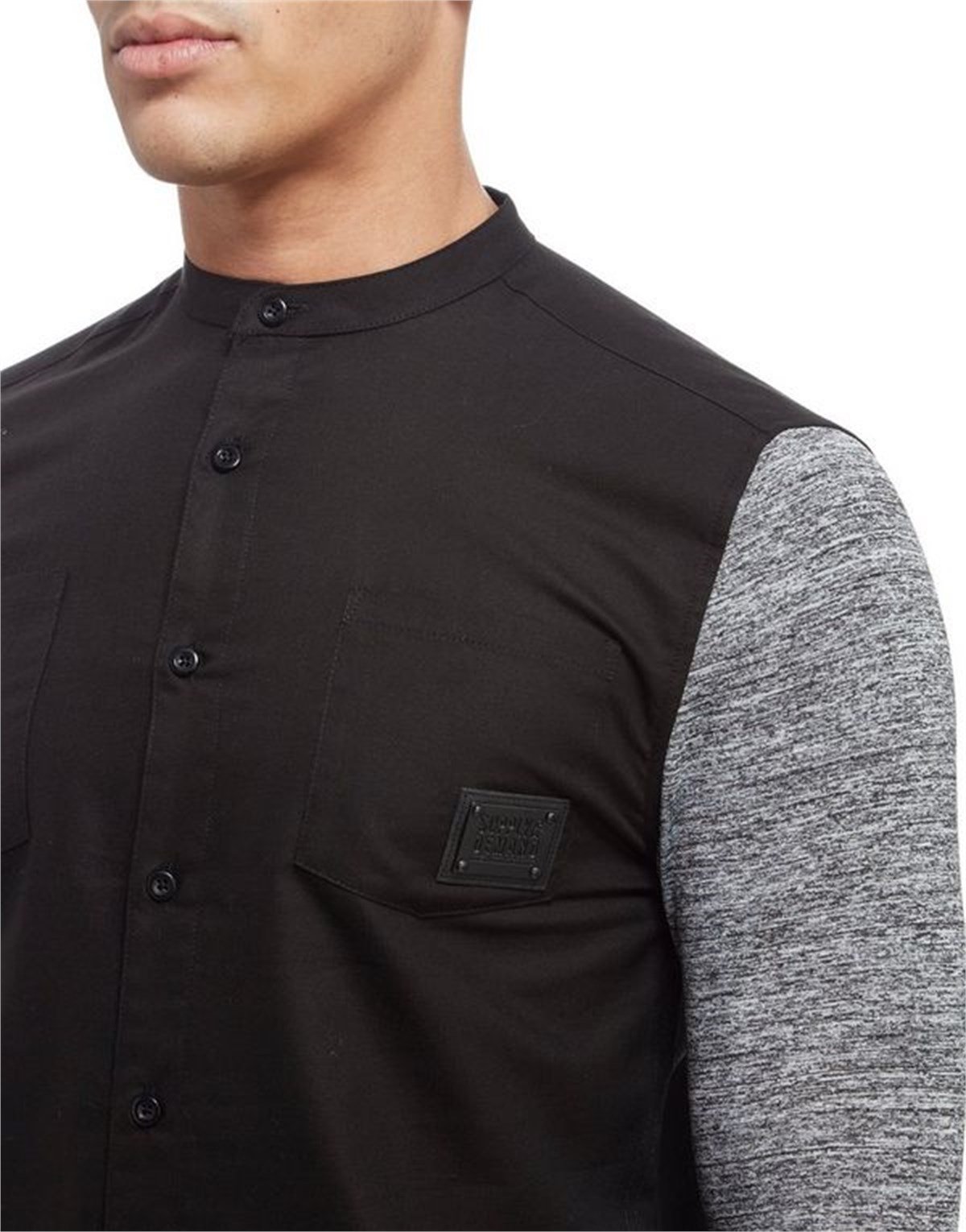 Reglan Kol Hakim Yaka Gömlek Siyah