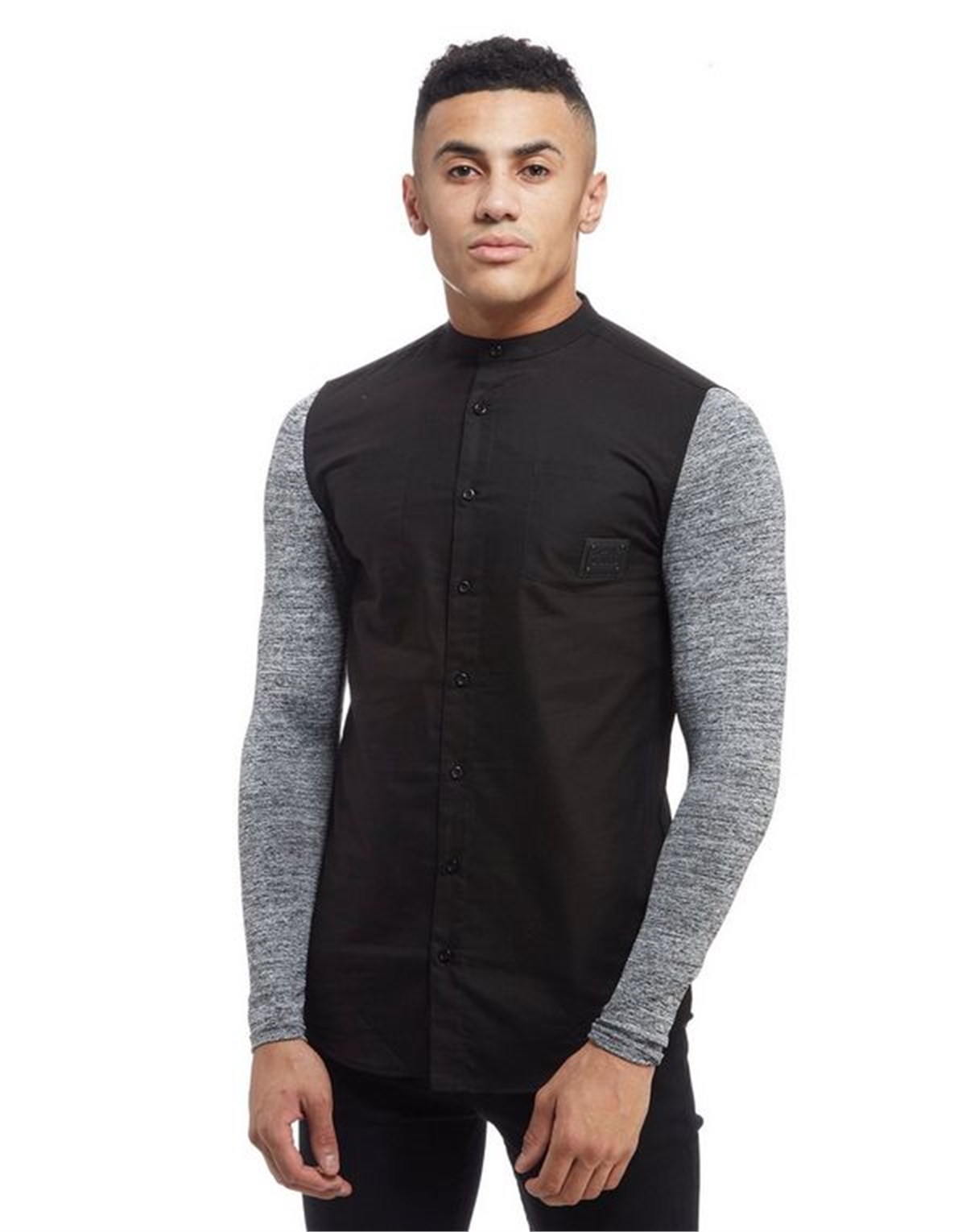 Reglan Kol Hakim Yaka Gömlek Siyah