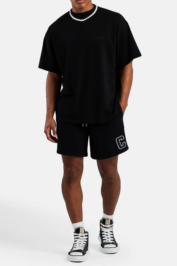 RELAXED FIT C JERSEY SHORT-Siyah