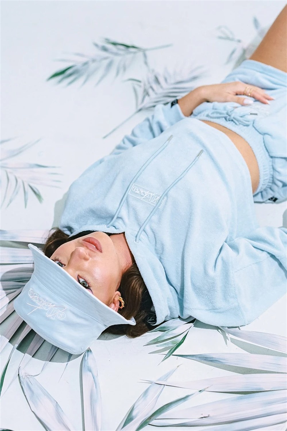 Soft Havlu Kumaş   Kısa Crop Sweat Mavi Açık