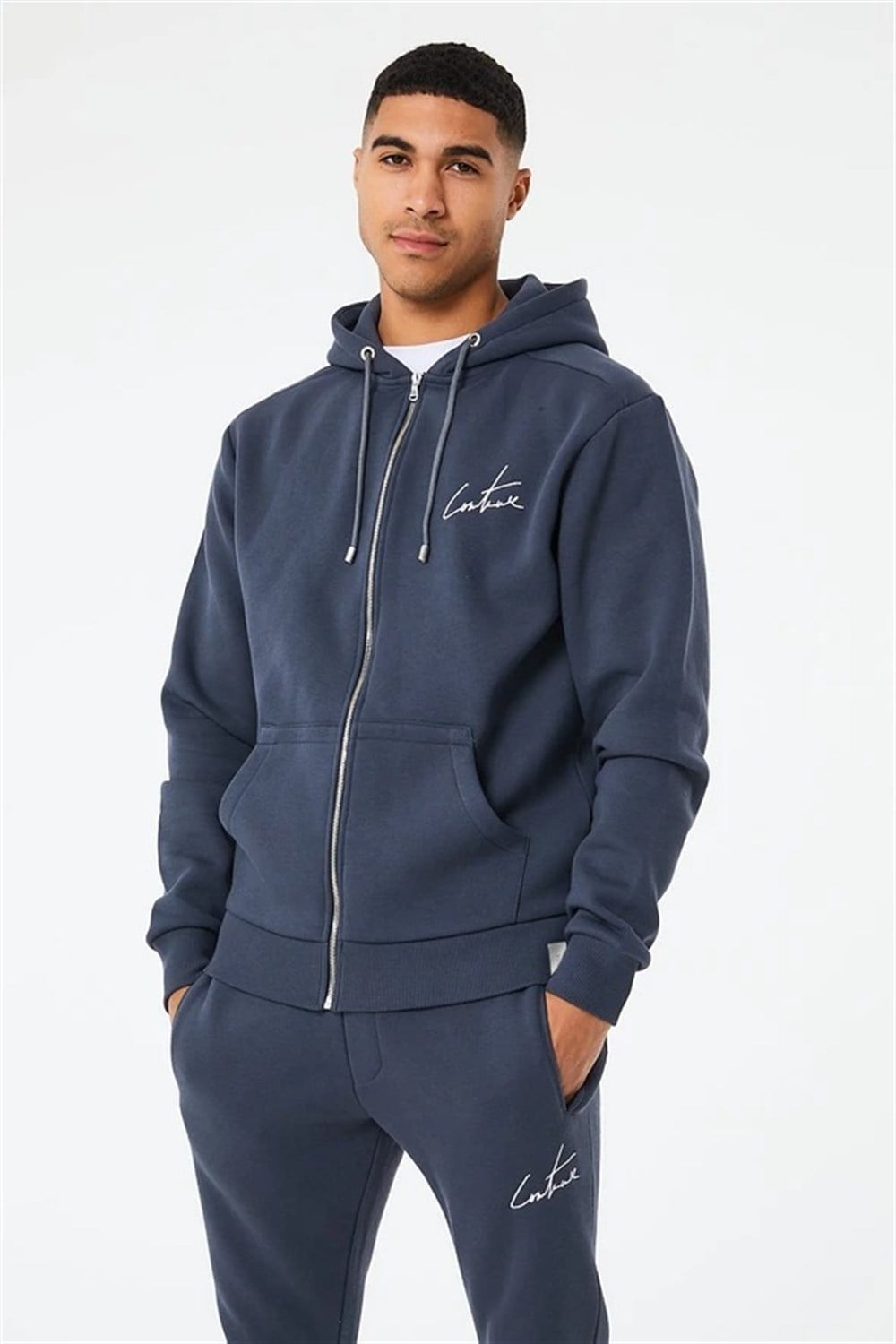 Special Fermuarlı  Kapişonlu  Sweat Füme