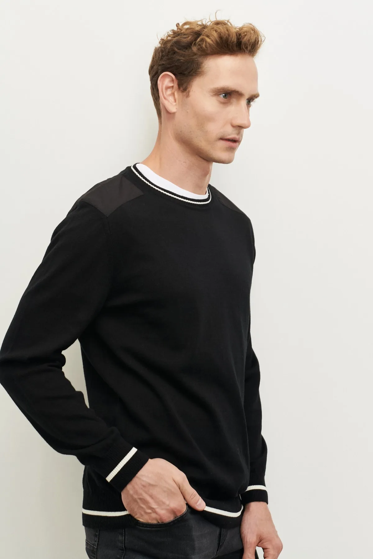 Special  L/S apolet Triko Tshirt-Siyah