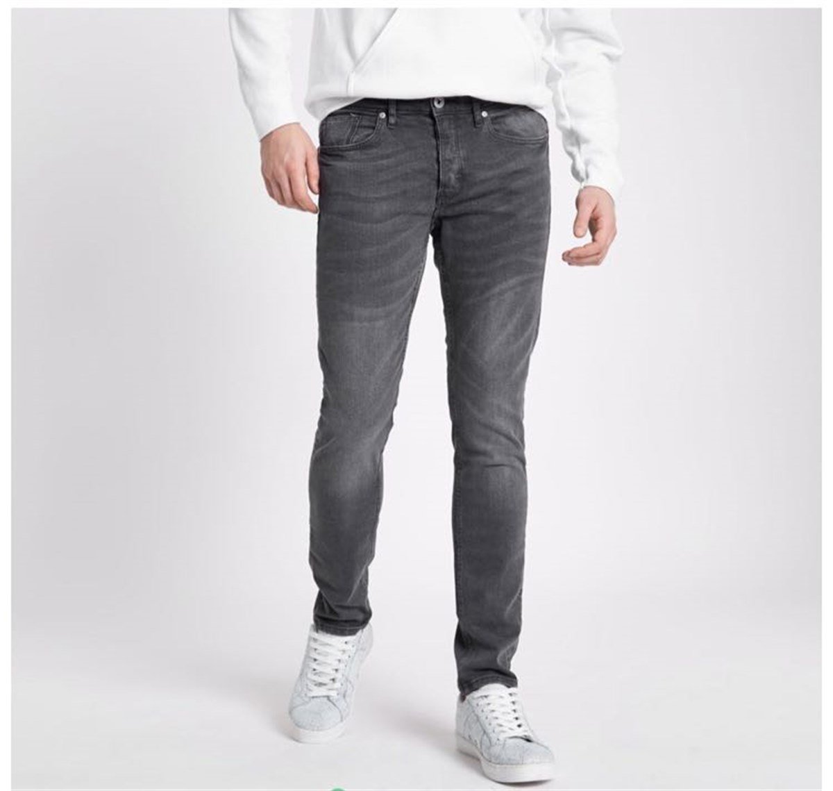 Taşlamalı  Skinny Jean Antrasit-Gri