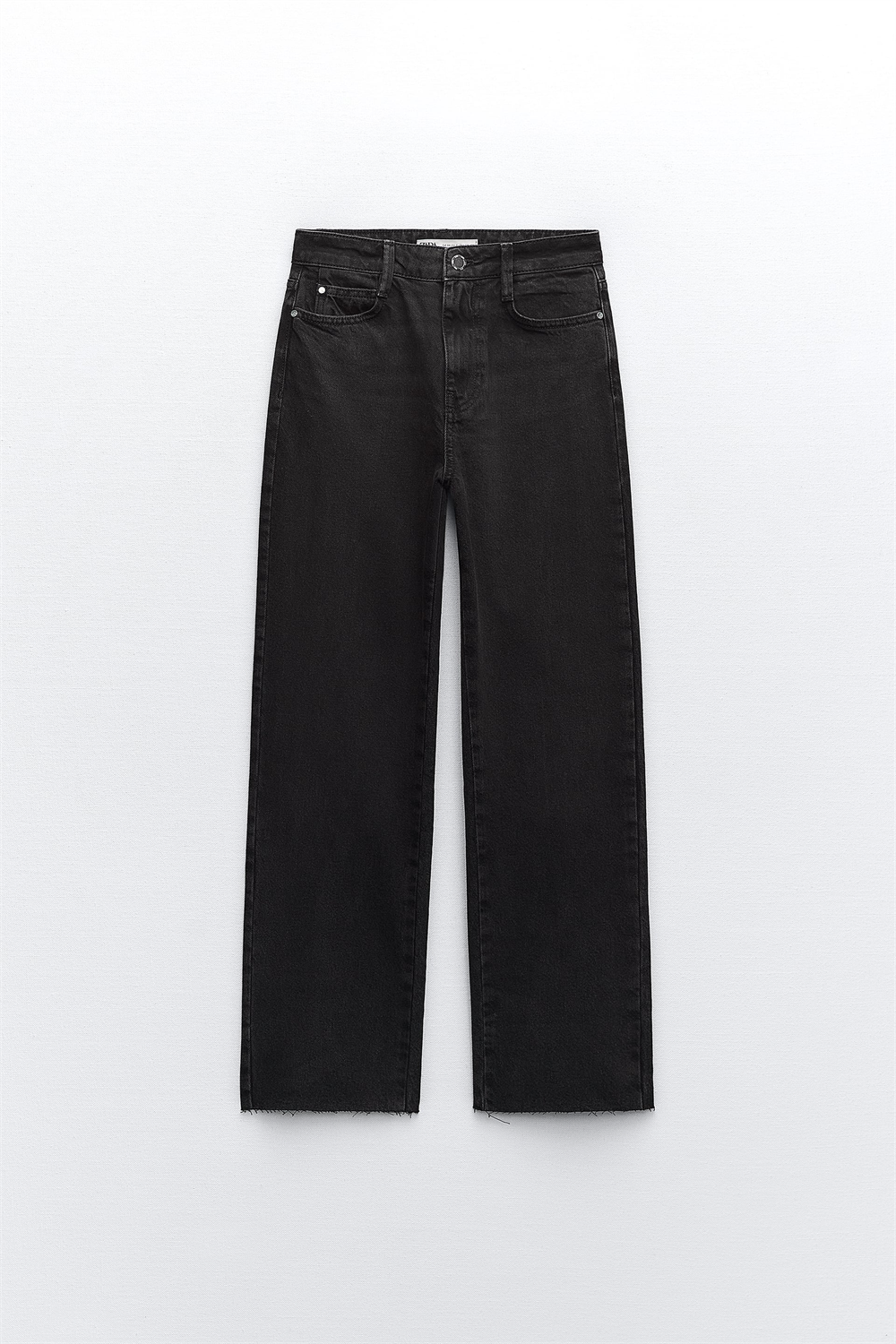 Unisex Eskitme Yüksek bel Jean-Siyah