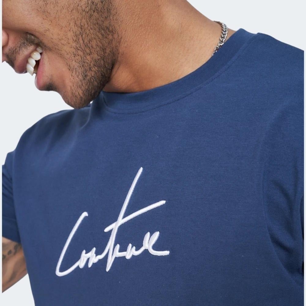 Unısex İmza Nakışlı T shirt Lacivert