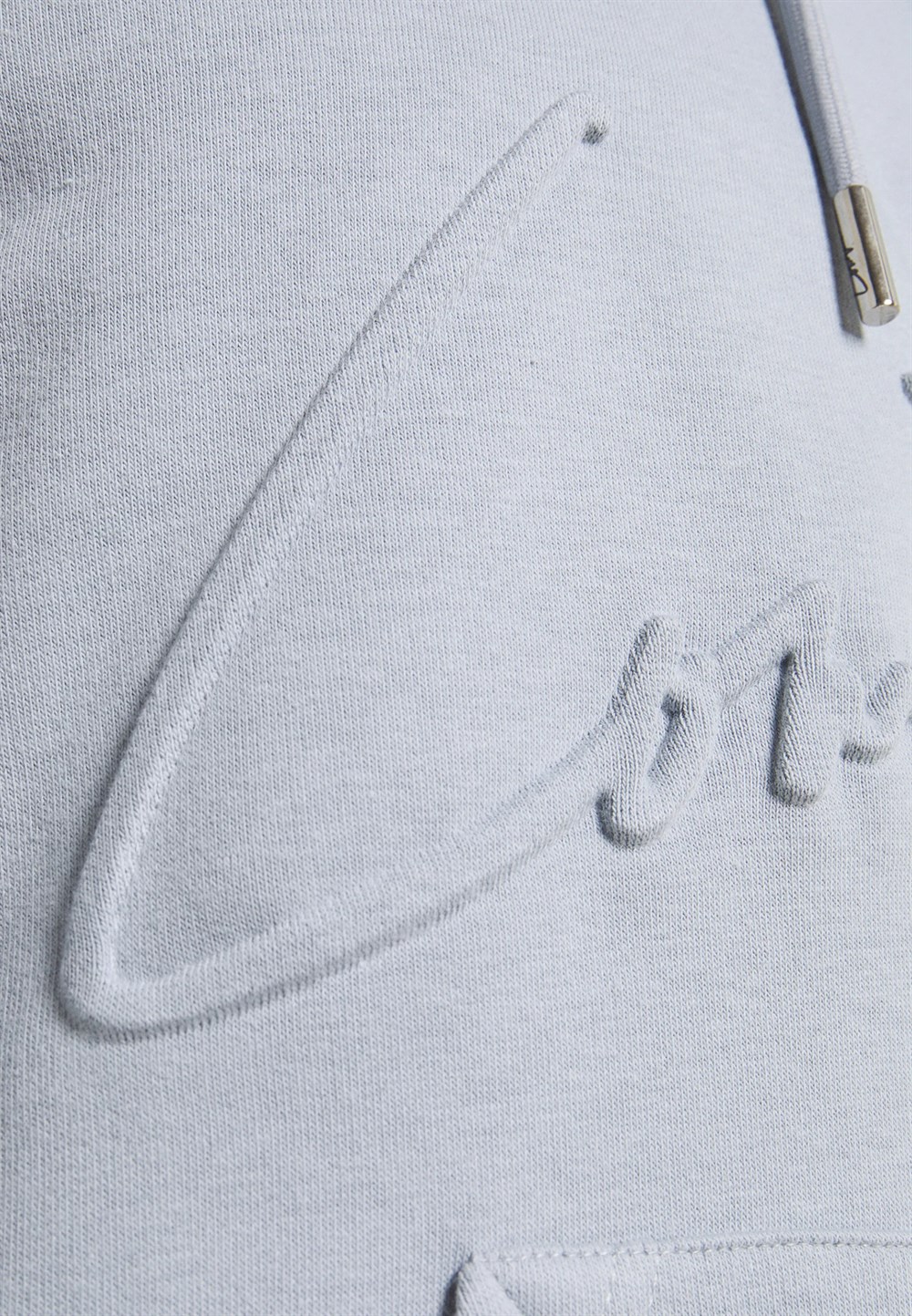 Unisex Kabartma Baskılı Kapişonlu  Sweat Mavi