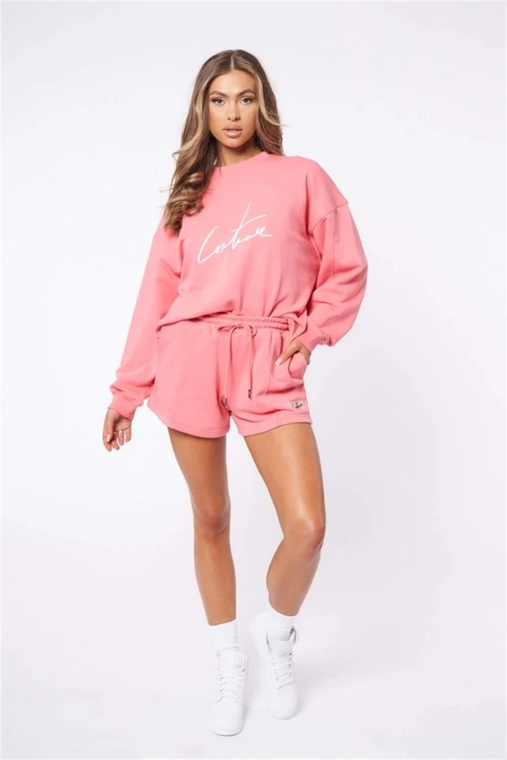 Unisex Oversize Crew Sweat Pembe