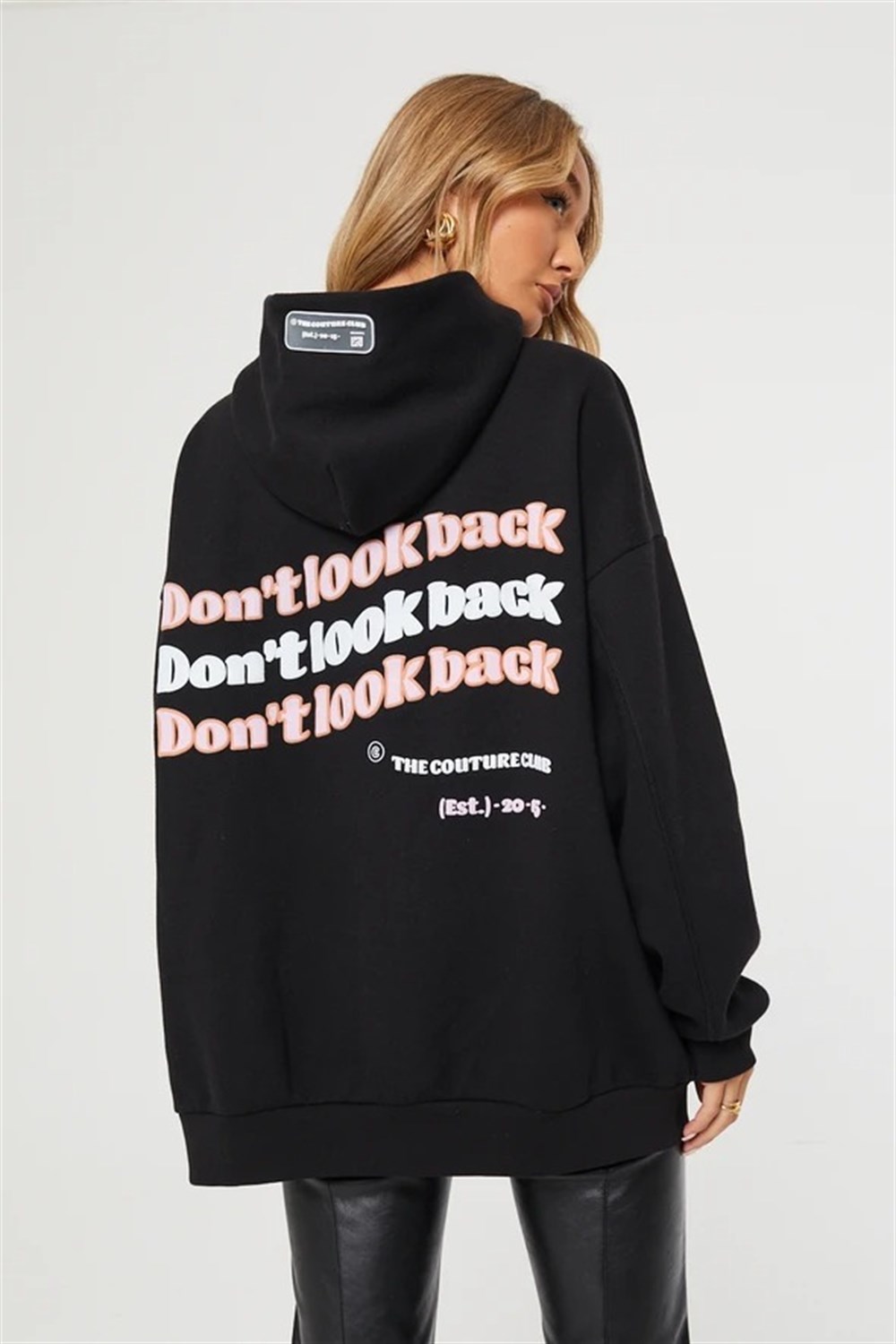 Unisex Oversize Dont Look Back  Kapişonlu  Sweat Siyah