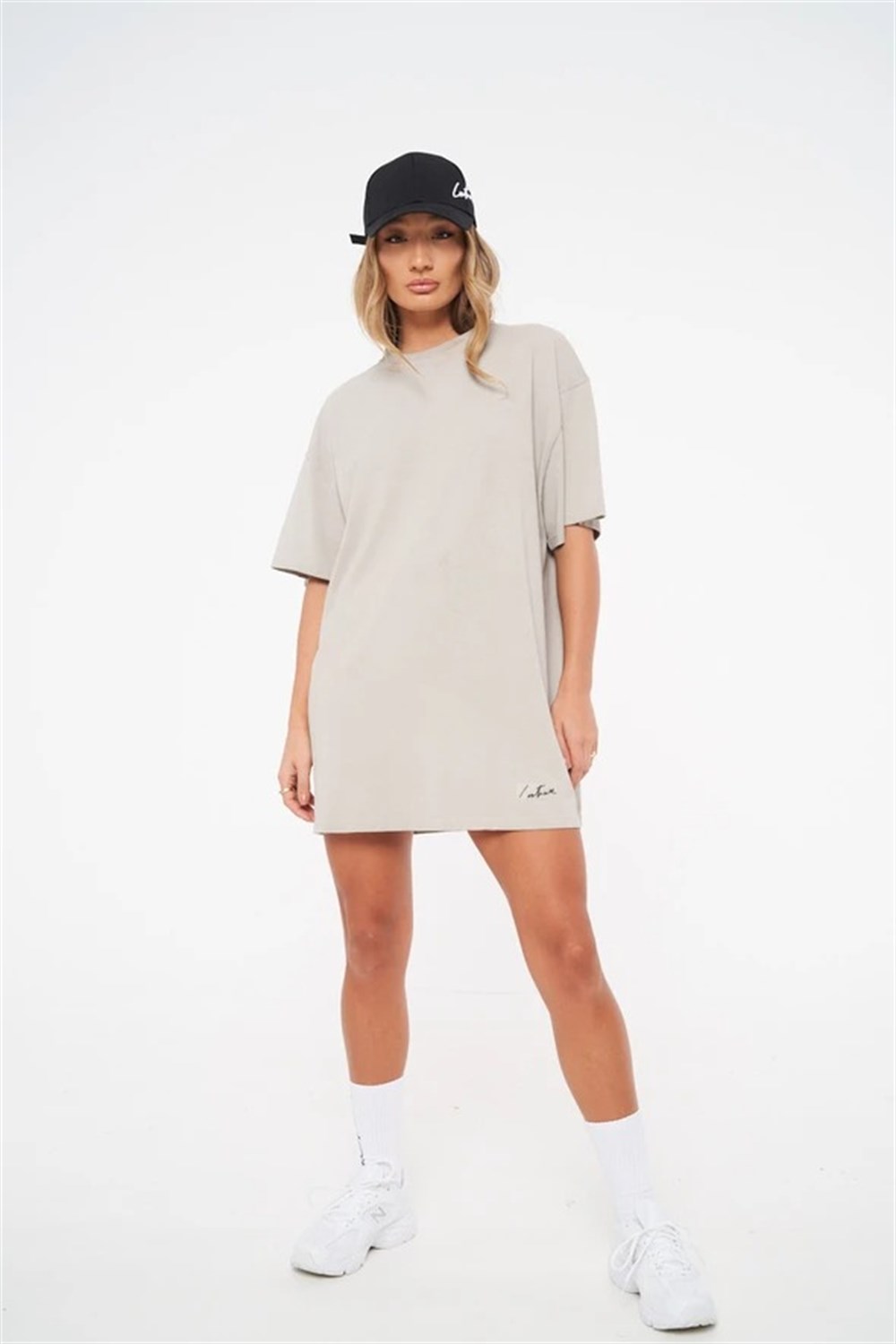 Unisex Oversize Yıkamalı  T shirt Bej