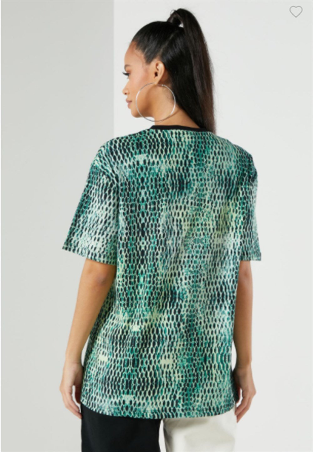 Unisex Oversize Yılan Baskılı  T shirt Yeşil