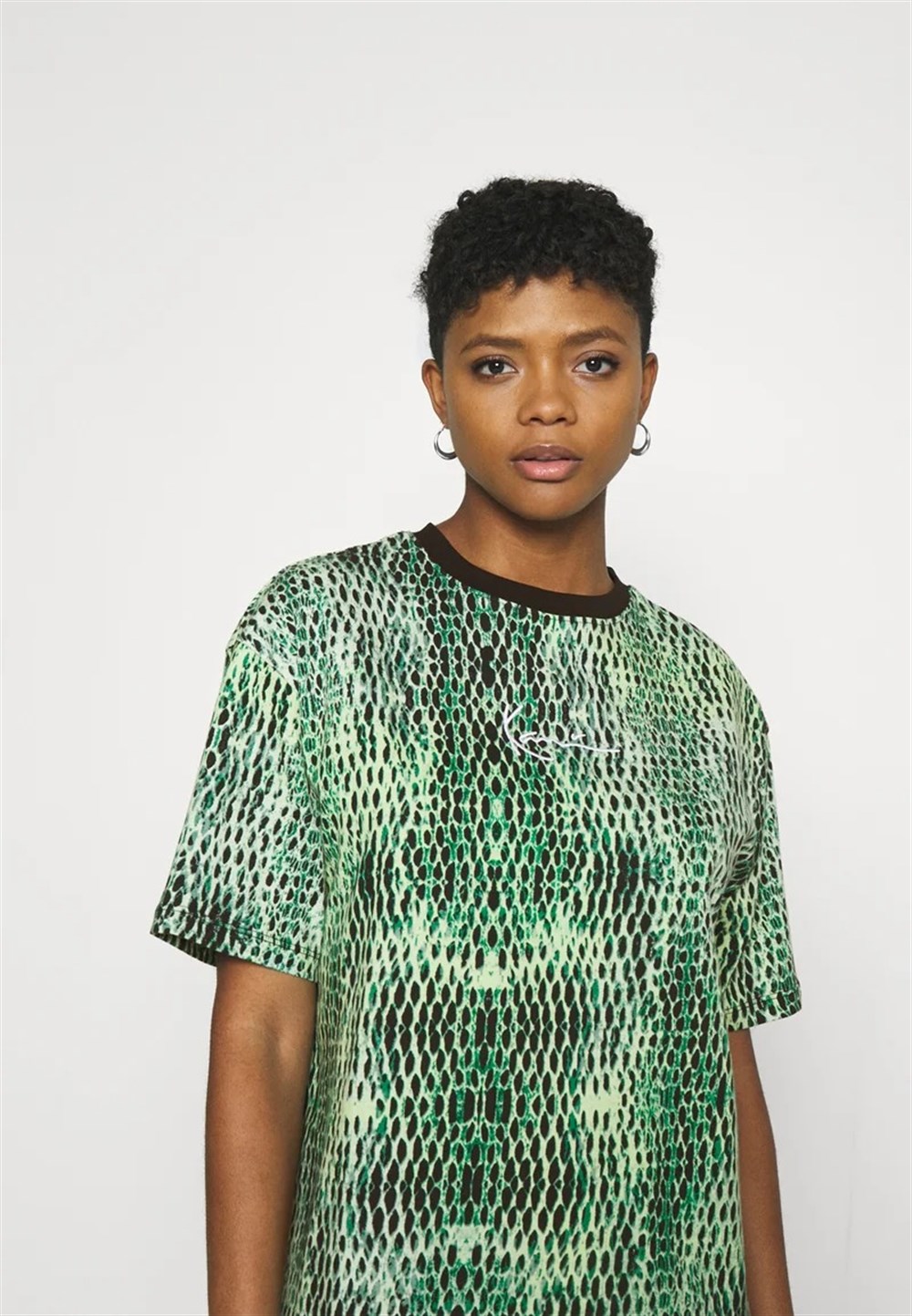 Unisex Oversize Yılan Baskılı  T shirt Yeşil