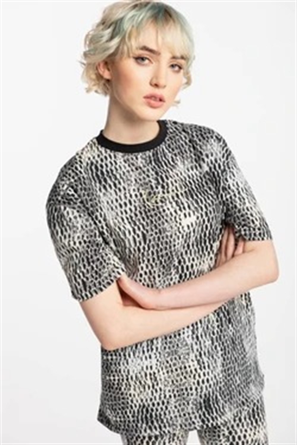 Unisex Oversize Yılan Baskılı  T shirt Beyaz