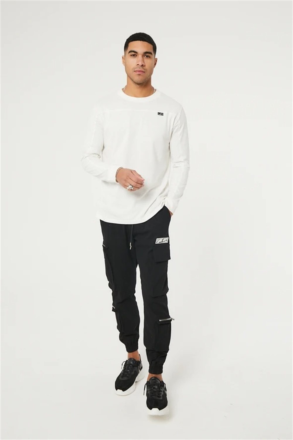 Uzun Kollu Dikiş Şeritli   T shirt Bej