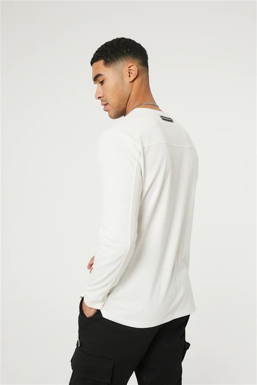 Uzun Kollu Dikiş Şeritli   T shirt Bej