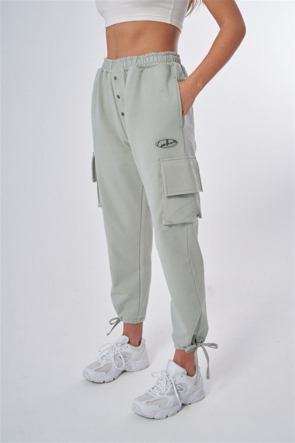Yandan Cepli Jogger  Eşofman Altı Su Yeşili