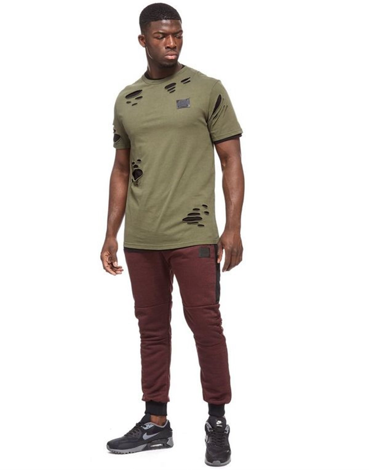 Yırtık T-Shirt Haki
