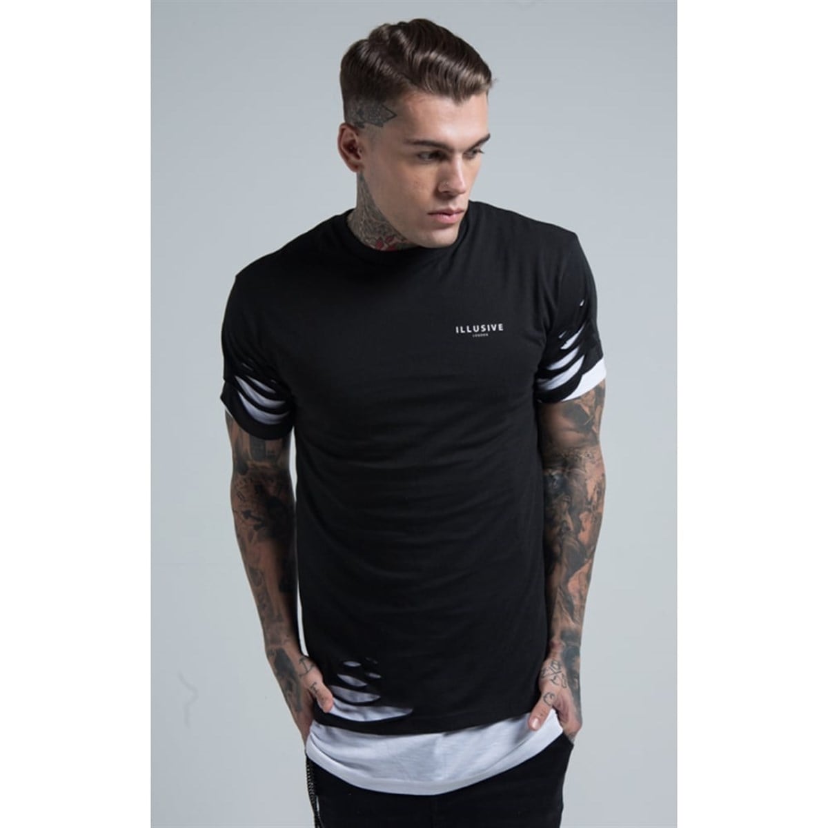 Yırtık T-Shirt Siyah