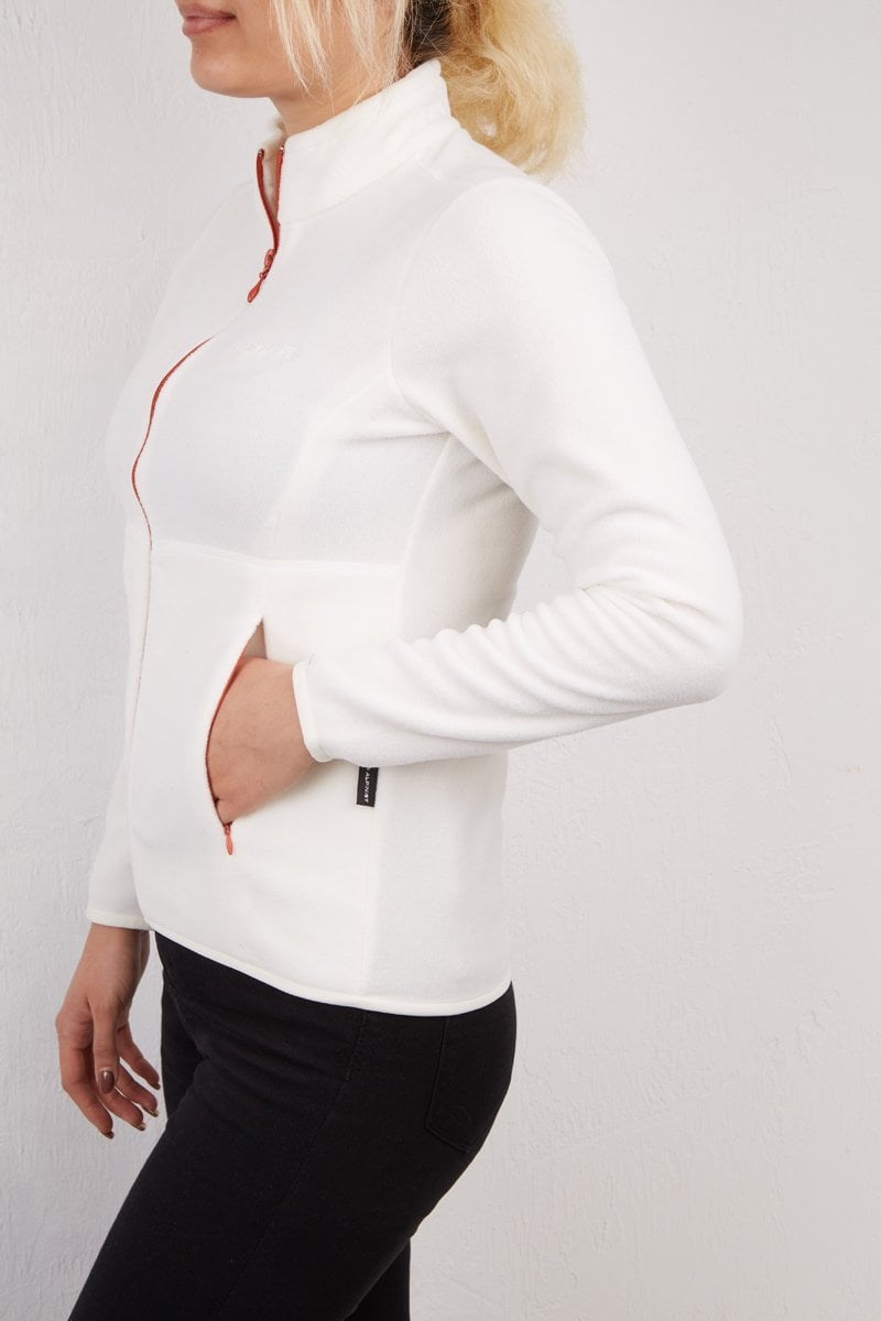 Alpinist Alpha Tam Fermuarlı Kadın Polar BEYAZ