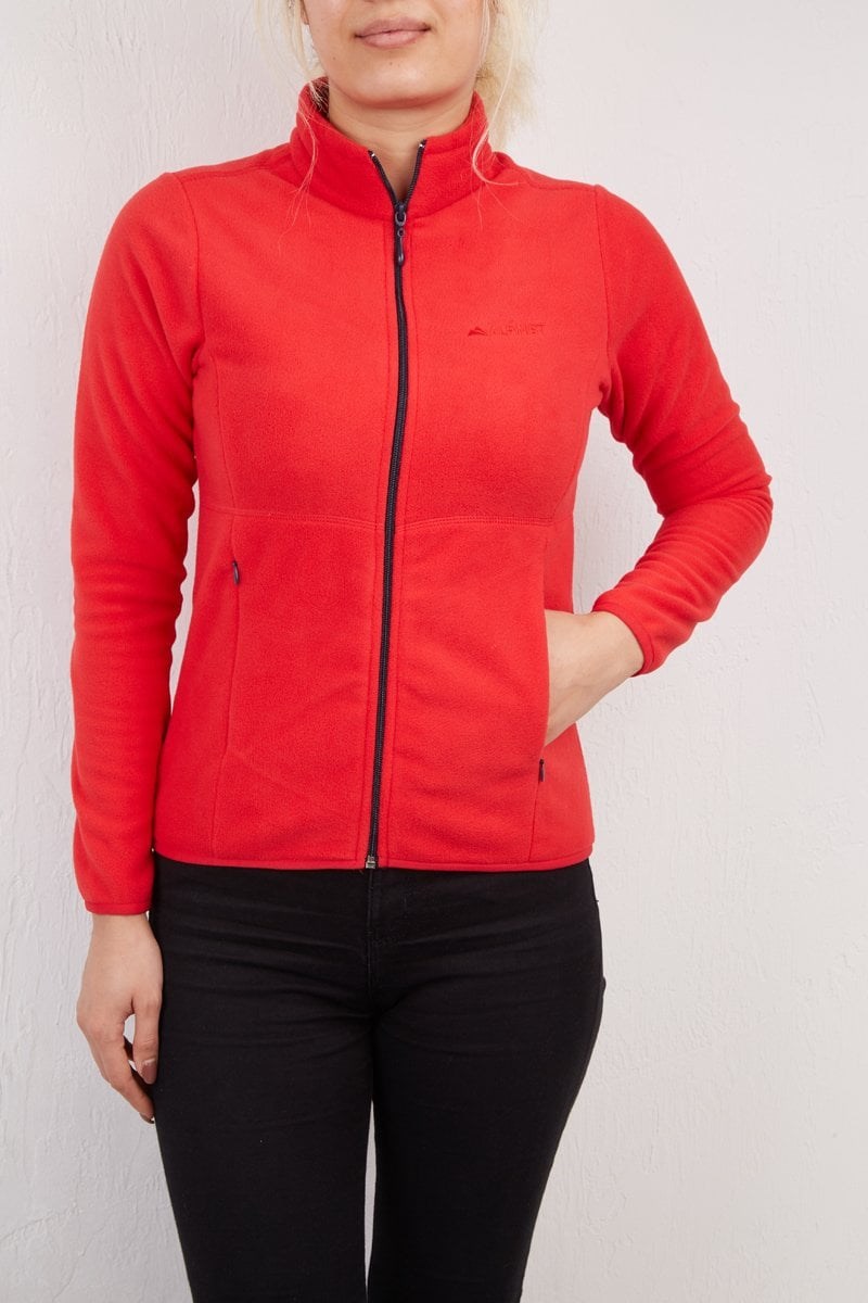 Alpinist Alpha Tam Fermuarlı Kadın Polar kırmızı