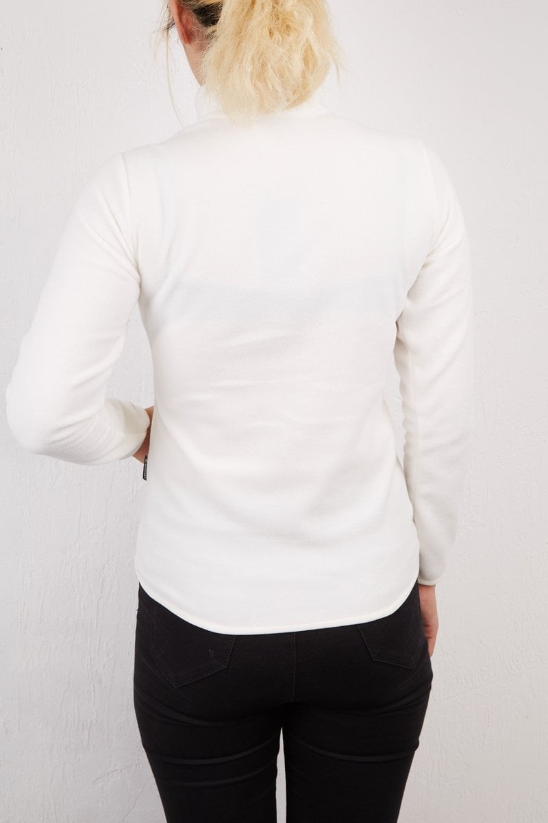 Alpinist Alpha Tam Fermuarlı Kadın Polar BEYAZ