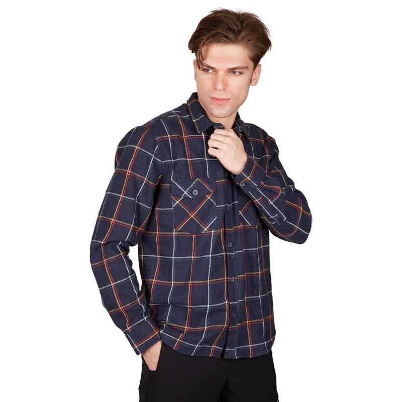 Alpinist Felder Erkek Ekose Outdoor Gömlek Lacivert-Gri