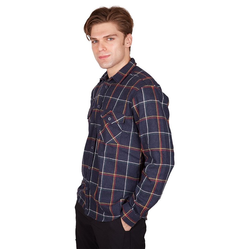 Alpinist Felder Erkek Ekose Outdoor Gömlek Lacivert-Gri