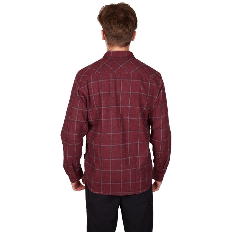 Alpinist Felder Erkek Ekose Outdoor Gömlek Bordo-Lacivert