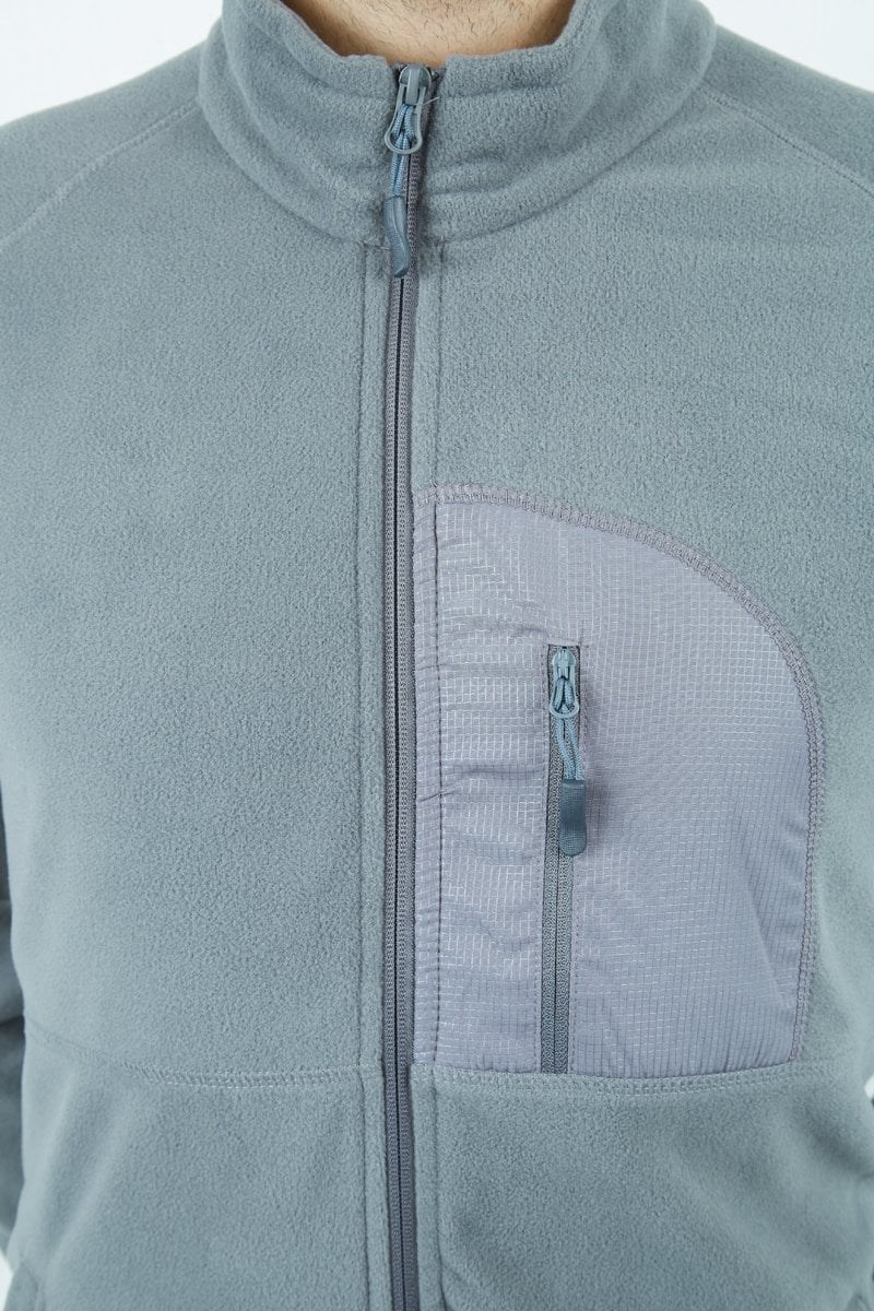 Alpinist Motus Tam Fermuarlı Polar Gri Melanj